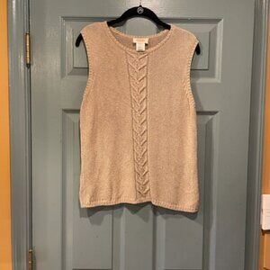 Talbots Sleeveless Sweater, L, silk, tan, worn once